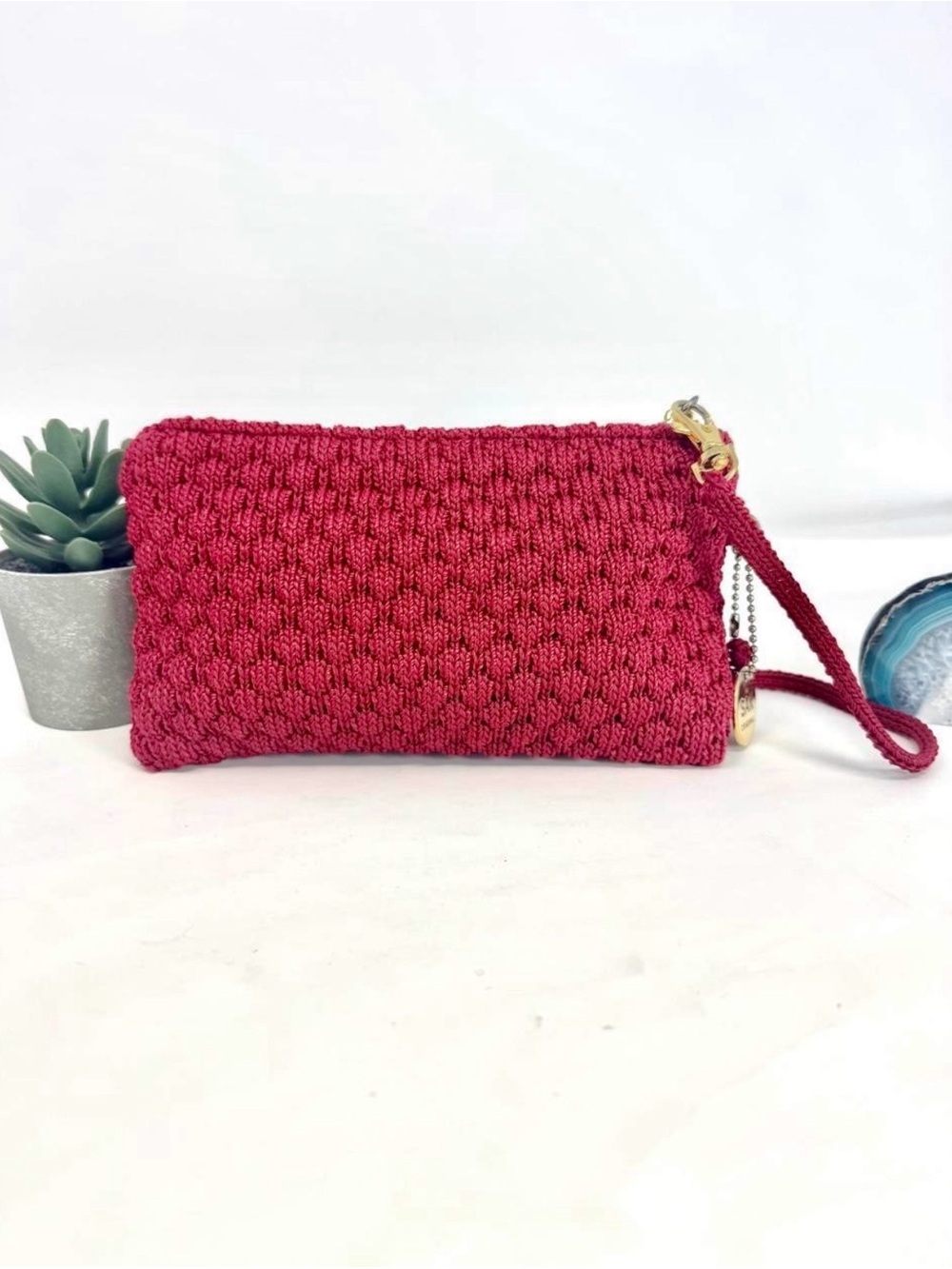 The Sak Crocheted Red Clutch Crossbody Bag